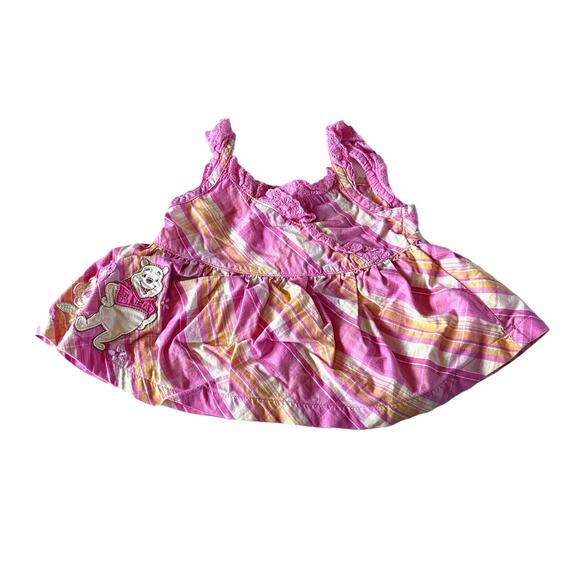VTG Disney Winnie The Pooh Girls 6-9 Month Top Dress Pink Orange Embroidered - Picture 1 of 4
